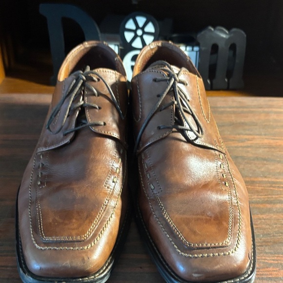 Johnston & Murphy Tan Leather Oxford Dress Shoes - Picture 6 of 11